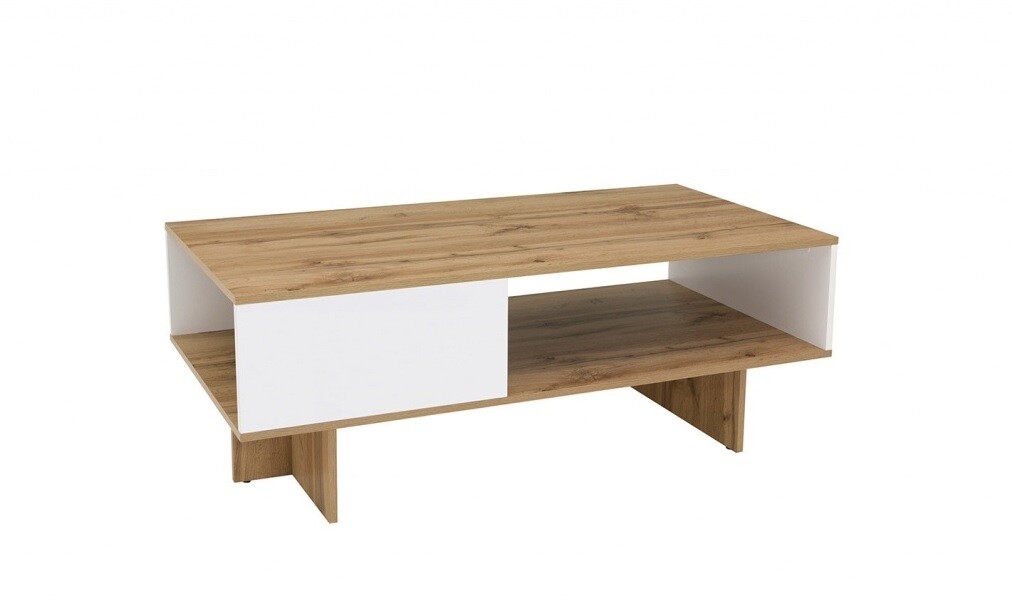 Konferenční stolek Zele (120) - dub wotan/bílý lesk
