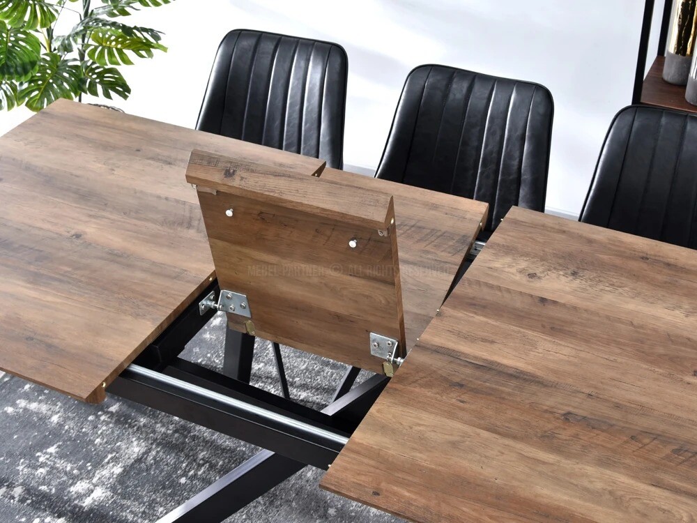 Rozkládací jídelní stůl Timor ořech vintage/černá podnož - 160/200 cm