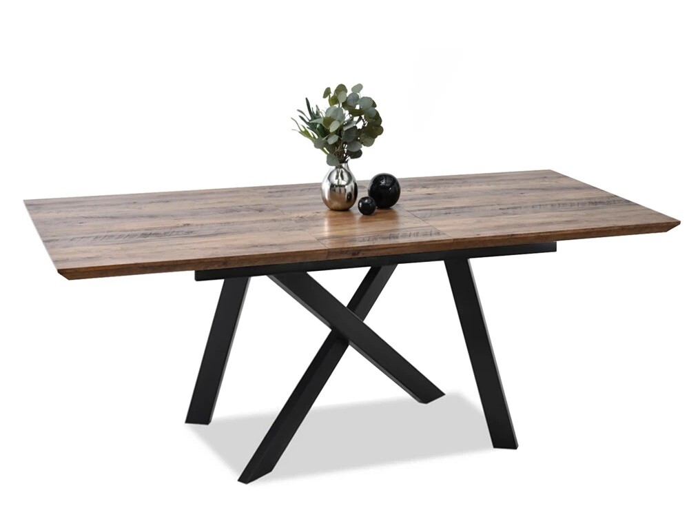 Rozkládací jídelní stůl Timor ořech vintage/černá podnož - 160/200 cm