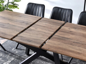 Rozkládací jídelní stůl Timor ořech vintage/černá podnož - 160/200 cm