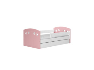 Dětská postel Julia 180 x 80 cm se zásuvkou a zábranou - růžová