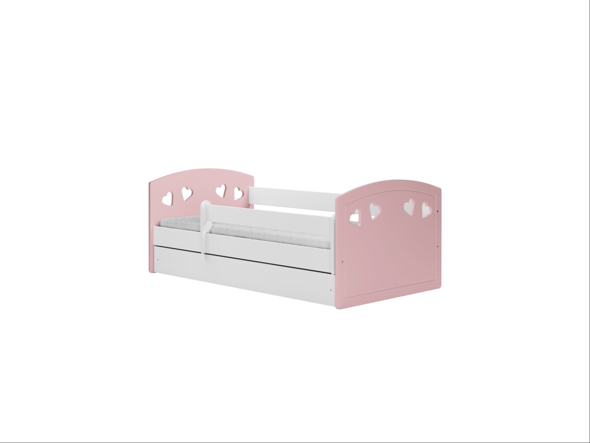 Dětská postel Julia 160 x 80 cm se zásuvkou a zábranou - růžová