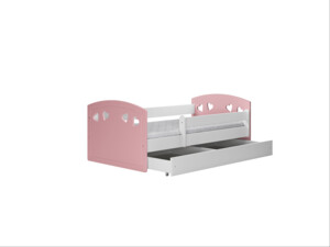 Dětská postel Julia 160 x 80 cm se zásuvkou a zábranou - růžová