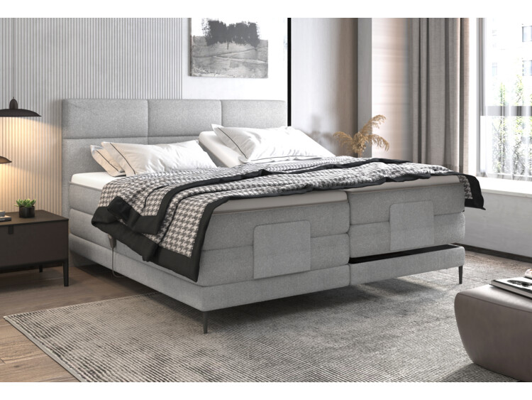 Wersal Skladem - Postel Boxspring Carlo (160), elektrické polohování + toppery v šedé látce
