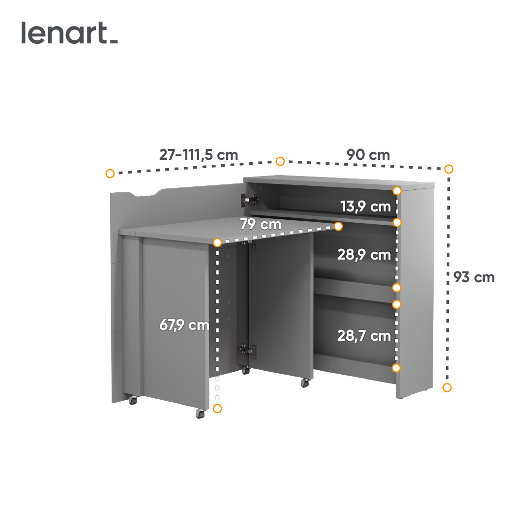 Lenart Rozkládací psací stůl Work Concept SLIM CW-02L - šedý mat