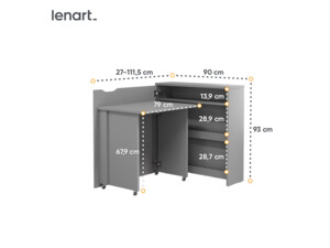 Lenart Rozkládací psací stůl Work Concept SLIM CW-02L - šedý mat