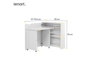 Lenart Rozkládací psací stůl Work Concept SLIM CW-02L - bílý lesk