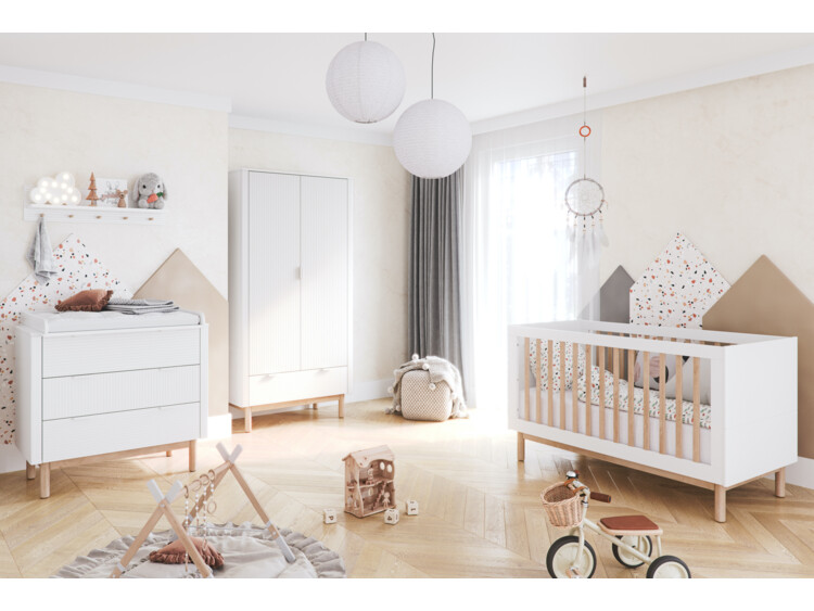 Pinio Pokoj pro miminko Miloo - bílý, rostoucí postýlka 140 x 70 cm