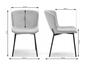 Židle Kirk krémové bouclé/černá podnož
