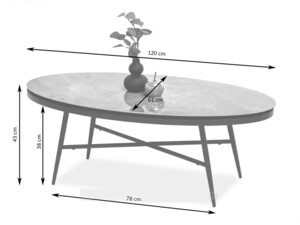 Konferenční stolek Tavolo ze slinutého kamene - grafitový
