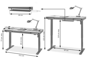 Výškově stavitelný stůl Otso 120 cm/bílé podnoží