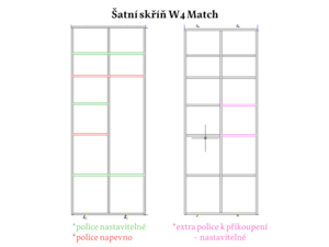 Šatní skříň W4 Match - šedá