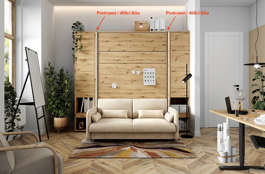 Postranní / dělící lišta Bed Concept s LED páskem - výběr variant