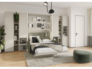 Regál Bed Concept BC-24 - úzký, béžový / dub nagano